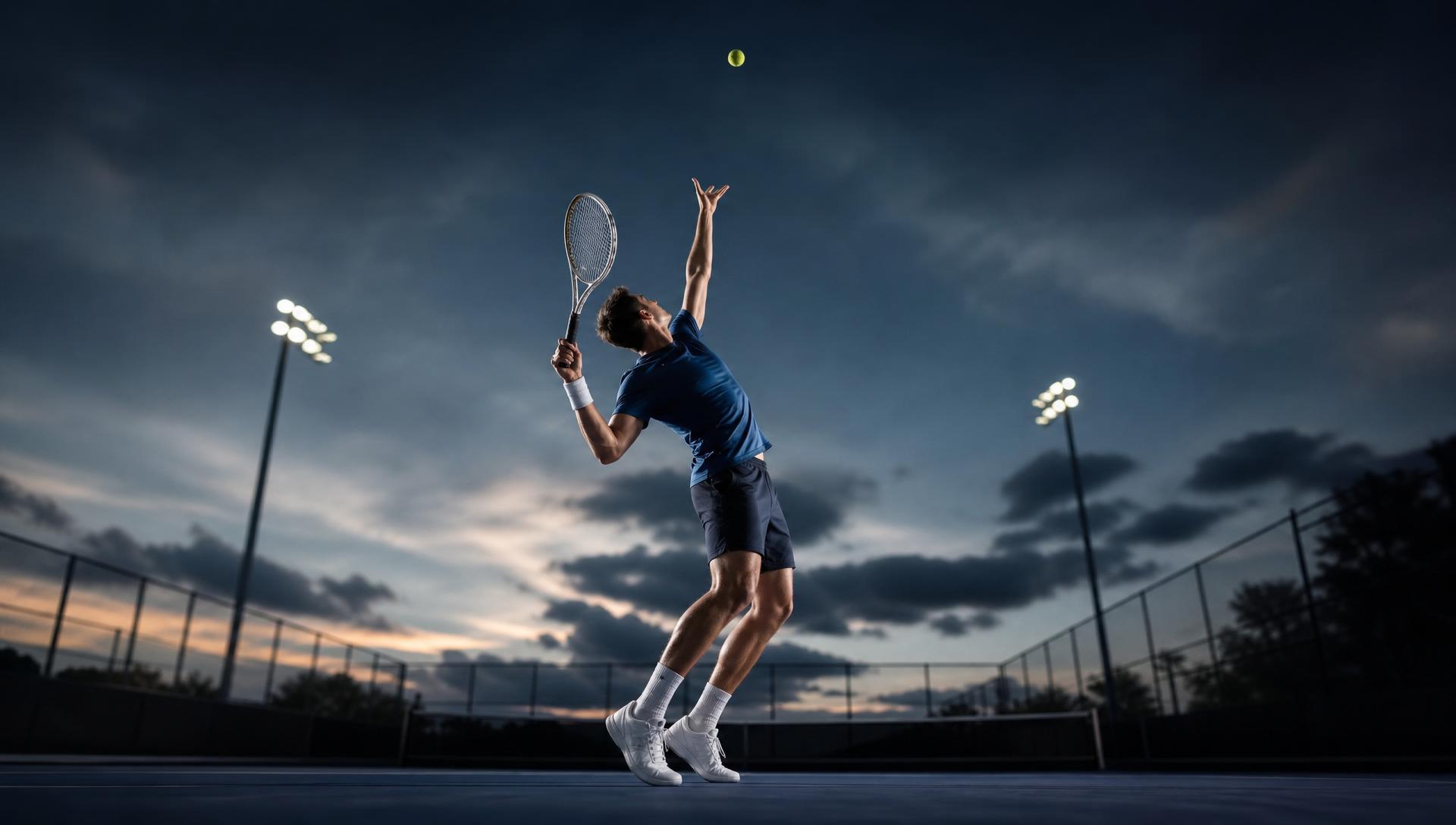 Tennisman au service — mouvement overhead de l'épaule